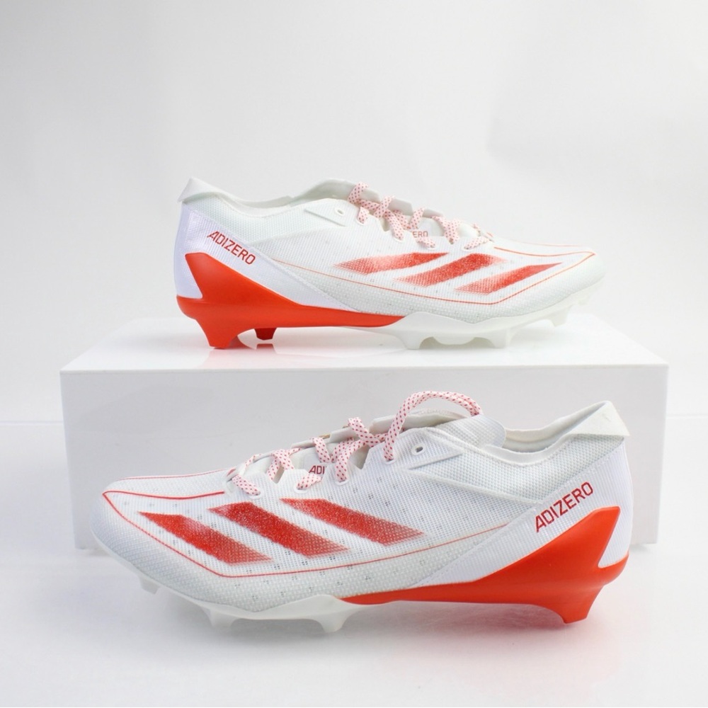 Adidas Adizero White and Red Cleats